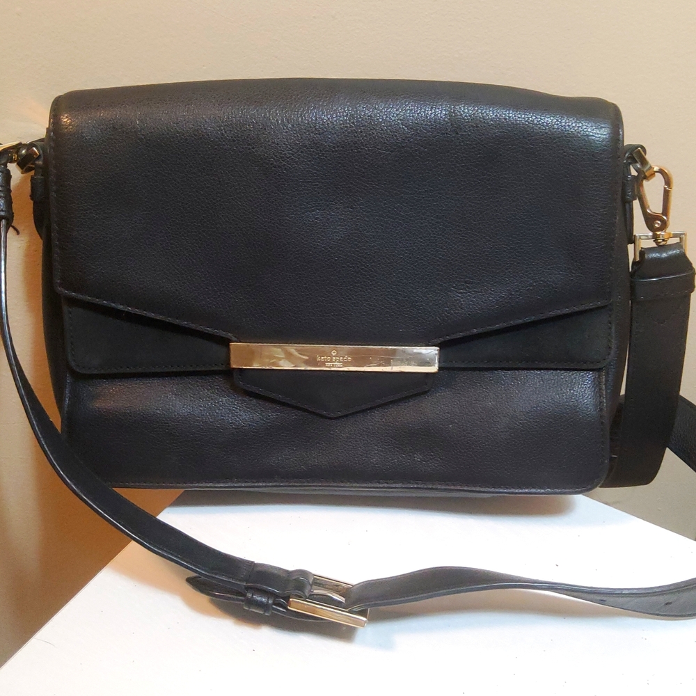Vintage Kate Spade Kaela Carmal Court suede and leather black B20